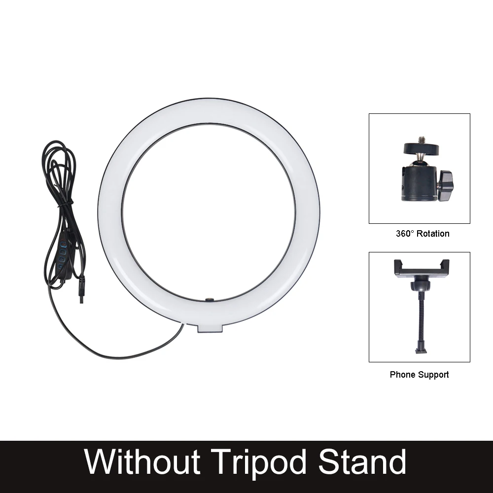 10&quot; Selfie Ring Light With Tripod Photography Round Ring Lamp LED Lights Dimmabl - £158.45 GBP