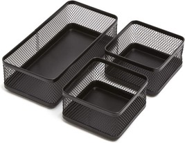 1InTheOffice Mesh Collection Desk Drawer Organizer Tray 3 Compartment - - £27.33 GBP