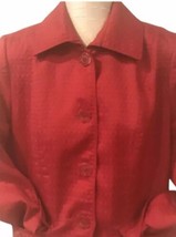 TanJay Blazer Cardinal Red Texture Pattern 2 Pockets Geometric Jacket Ca... - $30.00