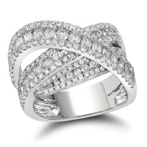 10kt White Gold Womens Round Diamond Crossover Fashion Ring 2-1/5 Cttw - £2,090.31 GBP