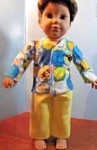 homemade 18" american girl/boy  logan pajama doll clothes spongebob yellow - $17.82