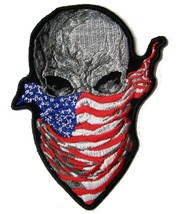 AMERICAN FLAG BANDANA SKULL HEAD BACK PATCH #p9583 EMBROIDERED 4 IN hat ... - $9.45
