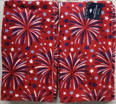 2 Same Cotton Kitchen Terry Towels (16&quot;x26&quot;) PATRIOTIC, FIREWORKS ON RED... - $15.83