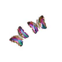 Multi-Colored Gradient Rhinestone Butterfly Stud Post Earrings- New - Multicolor - £12.73 GBP
