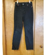 H&M Mom Jeans Loose-fit Ultra High Waist Size Black Button Up Denim Size 2 - £7.96 GBP