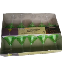 Martini Glass Party Lights Set Patio and Garden Green 10 Plastic 3 inch lights - £19.61 GBP