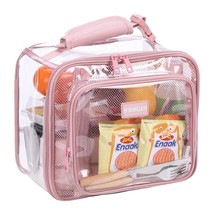 Large Pink Clear Lunch Bags,See Through Plastic Lunch Box Tote Handle For Women  - $27.99