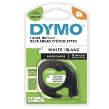 DYMO LetraTag Paper Labels | Authentic | 12 mm x 4 m Roll | Black Print ... - £11.77 GBP