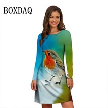 New Fashion Casual Tie Dye Gradient Print Dress Women  Bird Dresses For Autumn 2 - £70.79 GBP