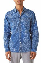 Lucky Brand Men&#39;s Indigo Bandana Printed Western Long Sleeve Shirt NEW Large - £69.21 GBP