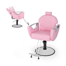 360?°Swivel Reclining Salon Chair for Hair Stylist-Pink - Color: Pink - €284,87 EUR