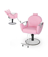 360?°Swivel Reclining Salon Chair for Hair Stylist-Pink - Color: Pink - €286,58 EUR
