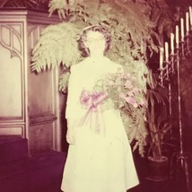 VTG 1950s Young Lady Woman w/ Roses Glass Plate Photo Slide Magic Lantern 2.5&quot; - £7.46 GBP