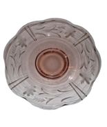 Vintage Pink Depression Glass – 12 ½” Shallow Bowl Etched Floral &amp; Wheat - £6.29 GBP