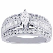 14K Plaqué or Blanc 1.5CT Marquise Solitaire Zircon Cubique Fiançailles Bague - $125.48