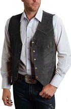 Dark Grey Suede Vest for Men Single Breasted Size XS S M L XL XXL 3XL Customize - £103.38 GBP