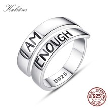 Kaletine Luxury Women Open Letter Ring 925 Sterling Silver Rings I Am Enough Wid - £19.38 GBP