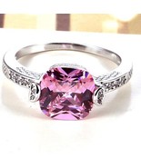 Lovely Princess-Cut 1.5 ct Pink &amp; White Topaz Sterling Silver Ring~Size ... - $36.91 CAD