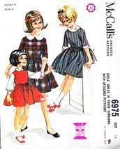 Girl&#39;s DRESS &amp; ATTACHED PETTICOAT Vintage 1963 McCall&#39;s Pattern 6975 Siz... - $15.00