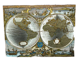 Vintage Nova Tetivs Terravm Orbis Silver &amp; Gold Foil World Map - Framed - £18.65 GBP