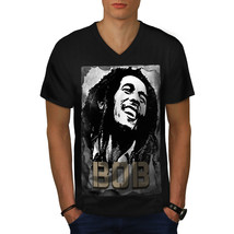 Bob Marley Smiling Shirt Famous Singer Men V-Neck T-shirt - $12.99