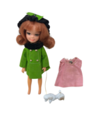 VTG 1960s Uneeda Tiny Teens Dolls Winter Time W/ Walking Dog &amp; Pink Shirt - £97.30 GBP