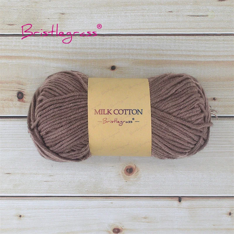 BRISTLEGRASS Acrylic Crochet Wool Yarn 50g Pom-poms Milk Cotton -Chocola... - €2,57 EUR