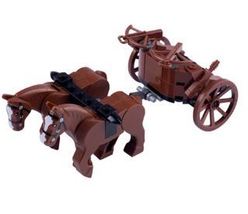 Medieval Mini Bricks Ox Cart Carriage Equipment Carrots Bottles Toys Kid... - $12.88