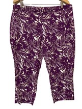 Lane Bryant Womens Floral Tropical Purple Ankle Crop Pants Pockets Size  18 - £15.78 GBP