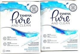 2 Tampax Pure &amp; Clean 16 Ct Regular Absorbency Plastic Applic Unscented ... - $18.99