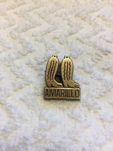 Vintage Amarillo Texas Western Cowboy Boots Black And Gold Plastic Lapel Pin - £11.24 GBP