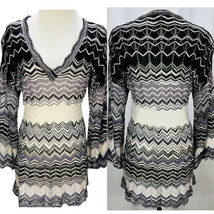 Missoni Long Lightweight V-Neck Cotton Blend Sweater Size IT42 Striped Tunic - £46.76 GBP