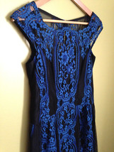 NWT Nanette Lepore Blue Black Lace Picasso Moon Dress 2 $448 Made in NYC - £175.33 GBP