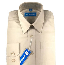 J B World Boys Khaki Dress Shirt Long Sleeves Pocket Pointed Collar Size... - £11.93 GBP
