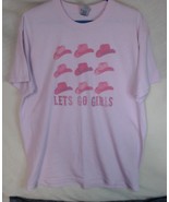 Lets Go Girls Cowboy Hats Country Western Cowgirl T-Shirt Size L Pink - $20.36 CAD