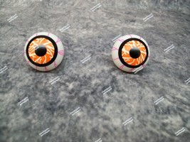 Pair of Eyeballs Halloween Prop Orange Bloodshot Eyes Pumpkin Mask Crafts Decor - £7.03 GBP