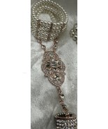 BOLLYWOOD FAUX PEARL &amp; ROSE GOLD STRETCH BRACELET RHINESTONE ATTACHED RING - $149.78 MXN