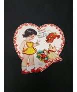 1950s Paper Doll Girl With Dress Valentines Card Diecut Cutouts NEW OLD ... - $180.66 MXN