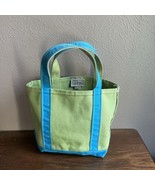 Vintage LL Bean Lime Green Teal Canvas Boat Tote Bag small 13 x 10” Made... - $41.92