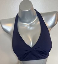 Anne Cole Womens Swimsuit Bikini Top Size Medium Navy Blue Halter Wireless NEW - $34.65