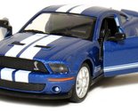 5 2007 Ford Shelby GT500 with Stripes 1:38 Scale (Blue) by Kinsmart - $10.77