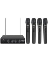 Wireless Microphone System, 4 Channel Vhf Wireless Mics, W/ 4 Handheld D... - £155.30 GBP