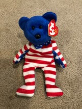 TY 2002 LIBERTY BEAR BEANIE BABY - BLUE VERSION - MINT with MINT TAGS - £6.86 GBP