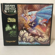 Dragon Isle 500 pc Glow In Dark Fantasy Pegasus Knight Jigsaw Puzzle Com... - $19.68