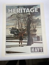 Vintage U.S. Navy Recruiting Poster 1973 Heritage 20&quot; X 16&quot; WWI Father and Son - £14.23 GBP