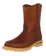 Mens Tan Work Boots Real Leather Rubber Sole Safety Soft Toe Size 7, 9.5-11 - $88.88 CAD