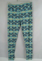 New LuLaRoe Tall &amp; Curvy Leggings With Blue, Pink, &amp; Yellow Abstract Design - £12.20 GBP