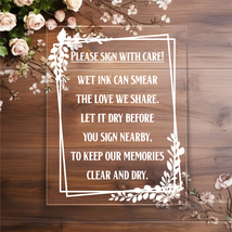 Sign Our Guestbook With Care Elegant Acrylic Sign Wedding Reception Signage - $23.99