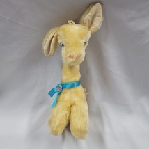 Gund 1976 Stuffed Plush Giraffe Baby Toy Rattle Chime Toy Animal  Blue Ribbon - £65.71 GBP