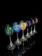 Faberge Odessa Crystal Colored Wine Glasses set measure 8 3/8&quot; H in Fabe... - $1,450.00